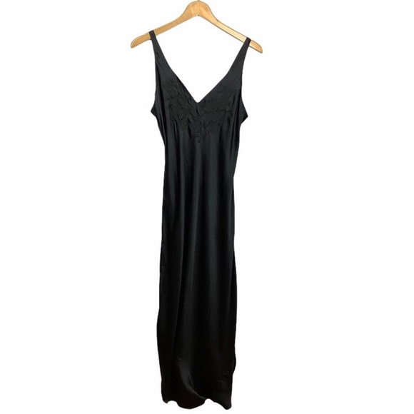 Vintage 90’s 100% Silk Dress Black Silk Slip Dress Size Small Satin Mini Dress - Picture 7 of 12